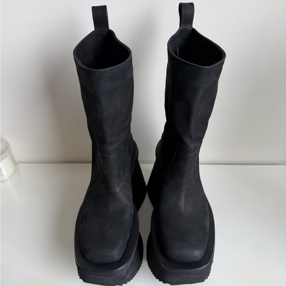 Black Platform Mid-Calf Women's Boots - Picture 2 of 7